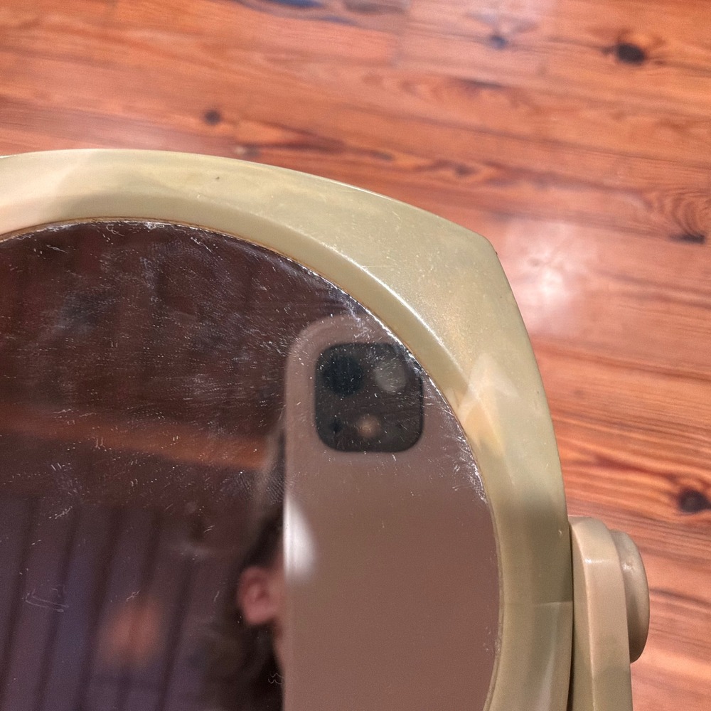 VTG Marbled Green Swivel Vanity Mirror Double Sided Magnifying Tabletop Wall - Picture 7 of 7